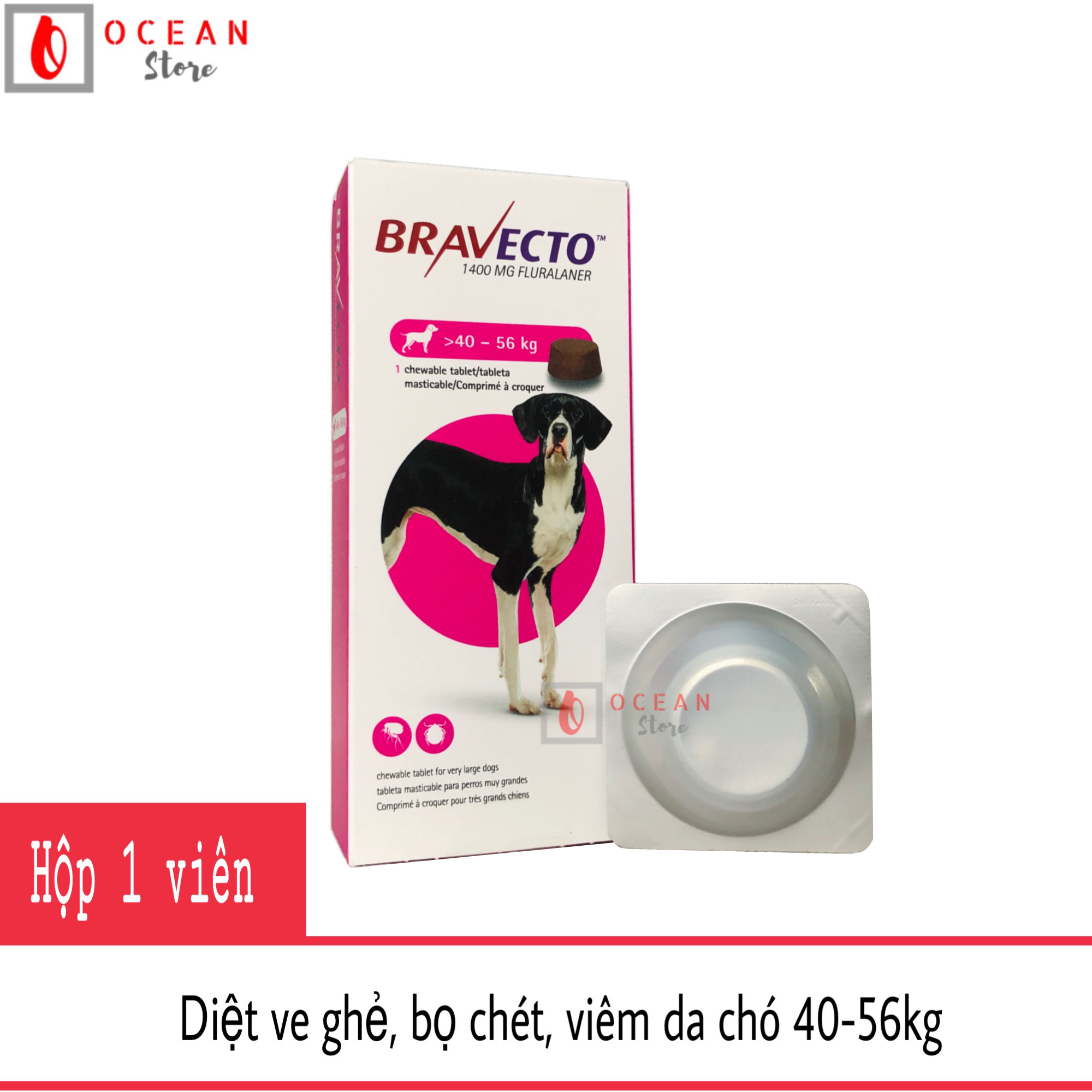 Bravecto 40-56kg - Trị ve ghẻ, viêm da, demodex cho chó