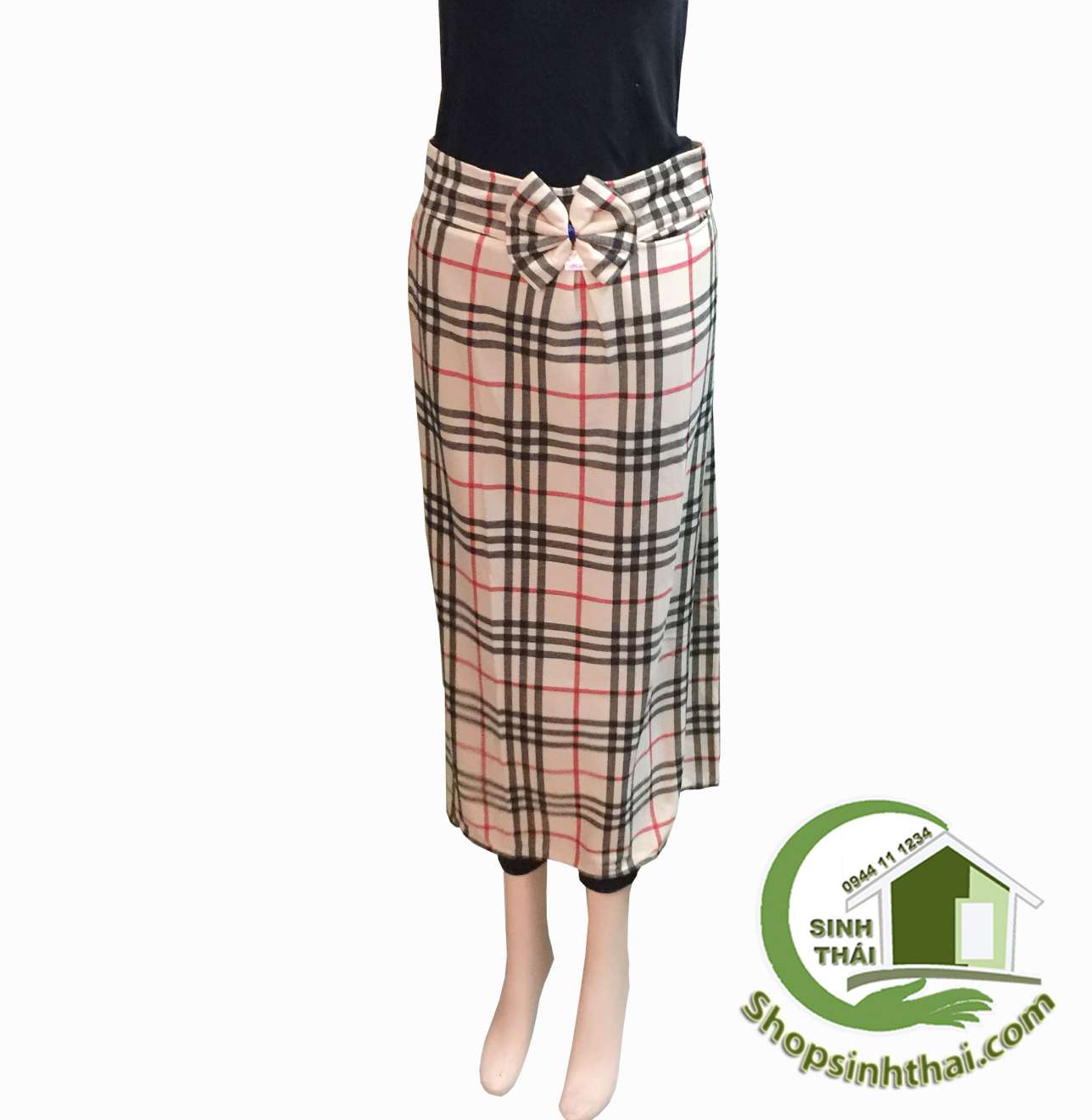 [HCM]Váy chống nắng kẻ sọc caro màu kem