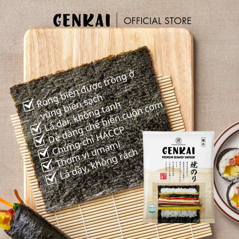 Rong Biển Cuộn Cơm Hàn Quốc Genkai 20g ( 8-9 Lá)