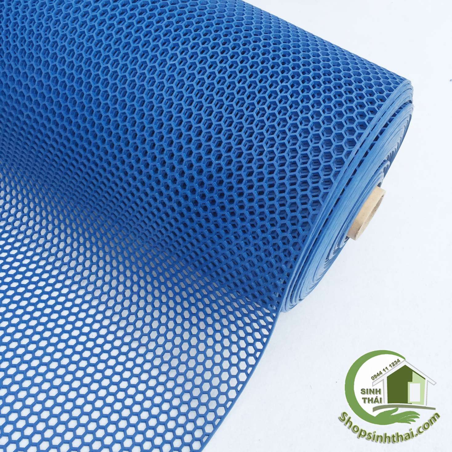 Thảm nhựa lưới tổ ong màu xanh dương chống trơn trượt - [50cm x khổ 90cm] bán theo mét cắt liền một tấm không cắt rời