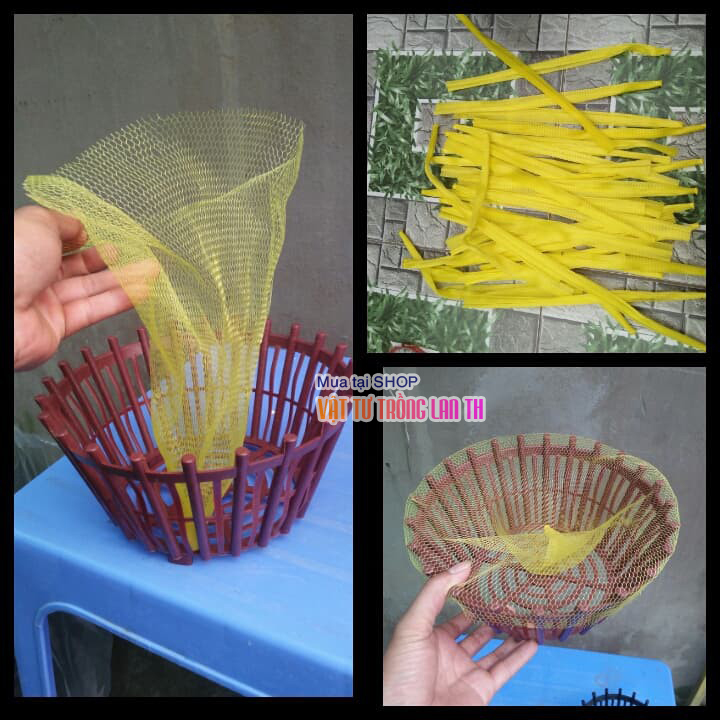 200g Lưới nhựa lót chậu lan màu vàng dài 40cm