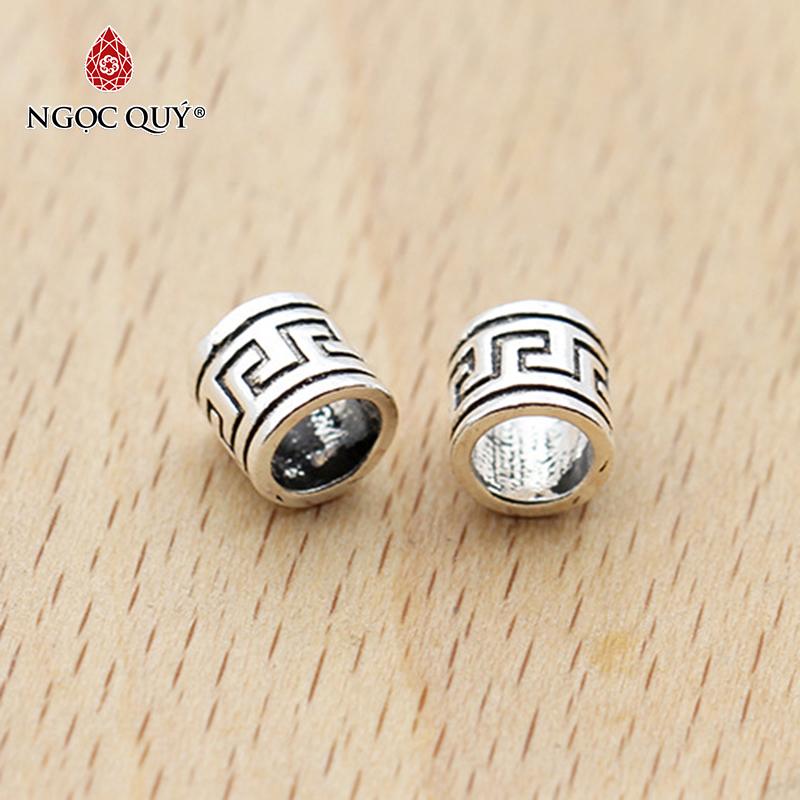 [HCM]Charm bạc chặn hạt họa tiết hoa văn 5.5x6mm - Ngọc Qúy Gemstones