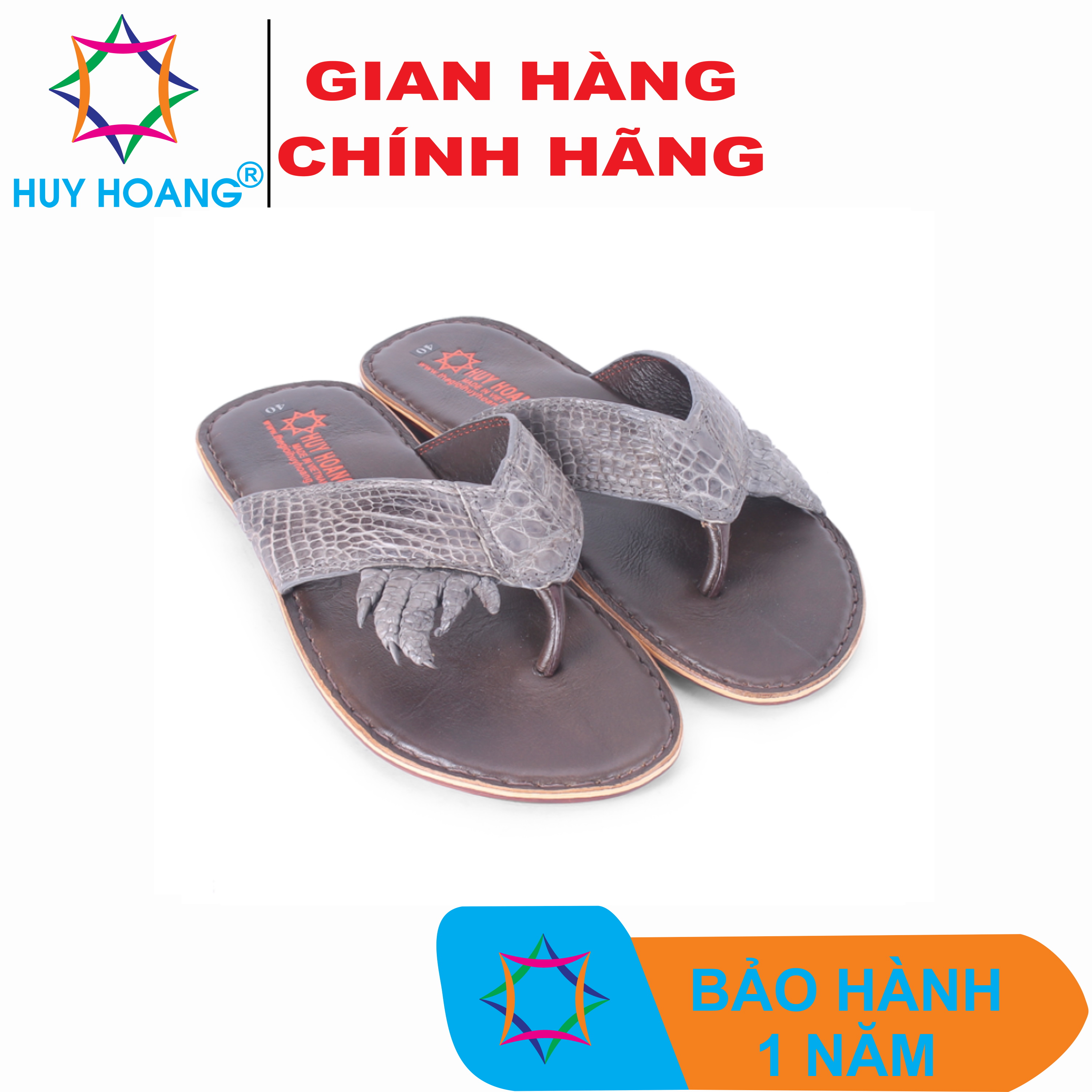 Dép nam da cá sấu móng tay màu xám TH7218