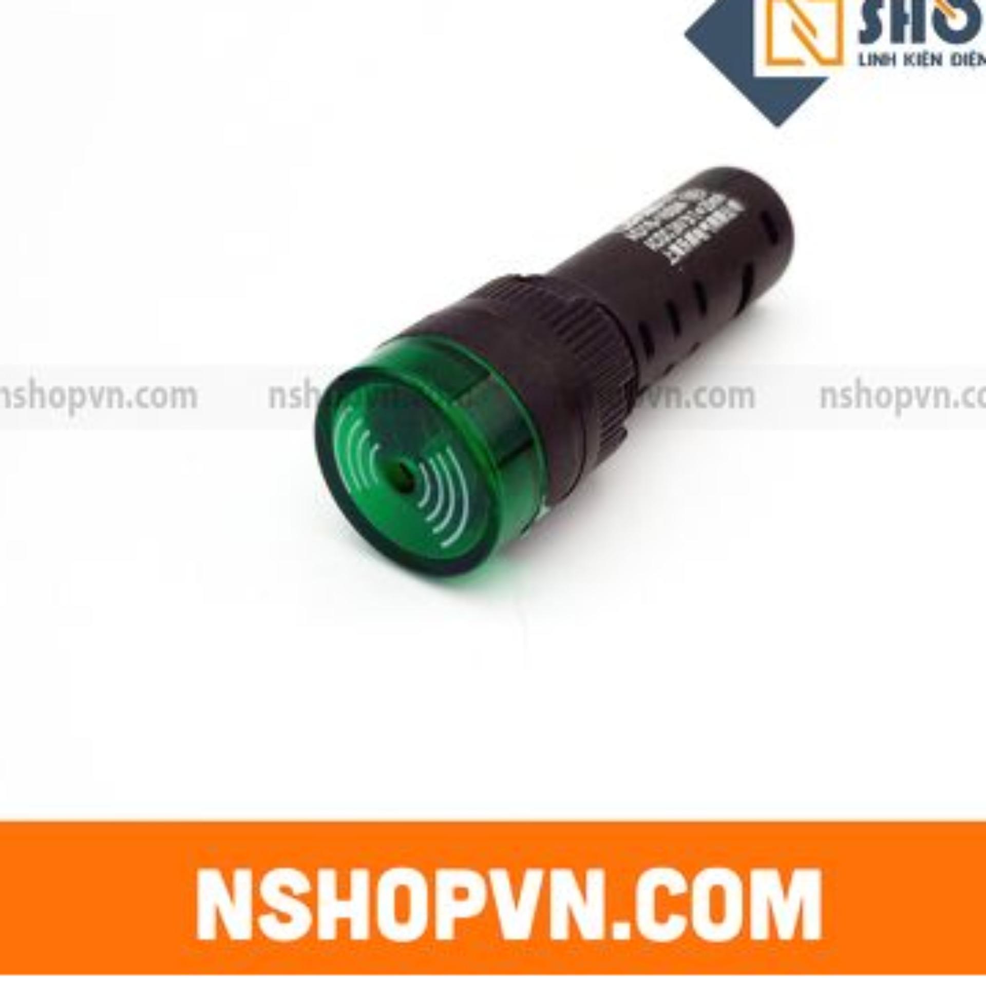 Đèn báo có còi AD16-16SM màu xanh 24V