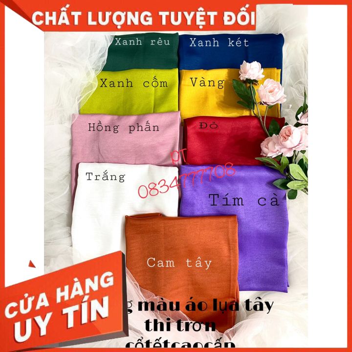 Áo Dài Lụa Tây Thi Cao Cấp Cổ Tròn Tết