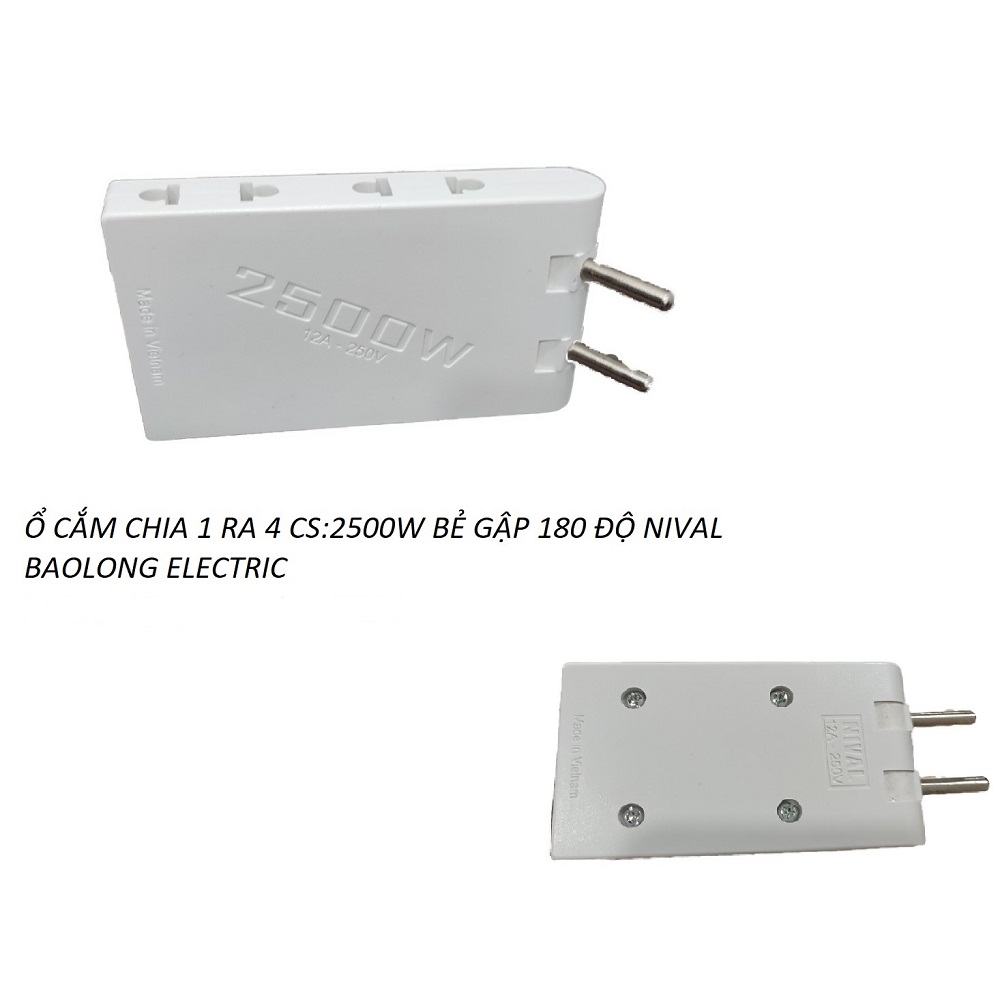 Phích chuyển 1 ra 4,ổ cắm chia 1 ra 4 2500W NIVAL
