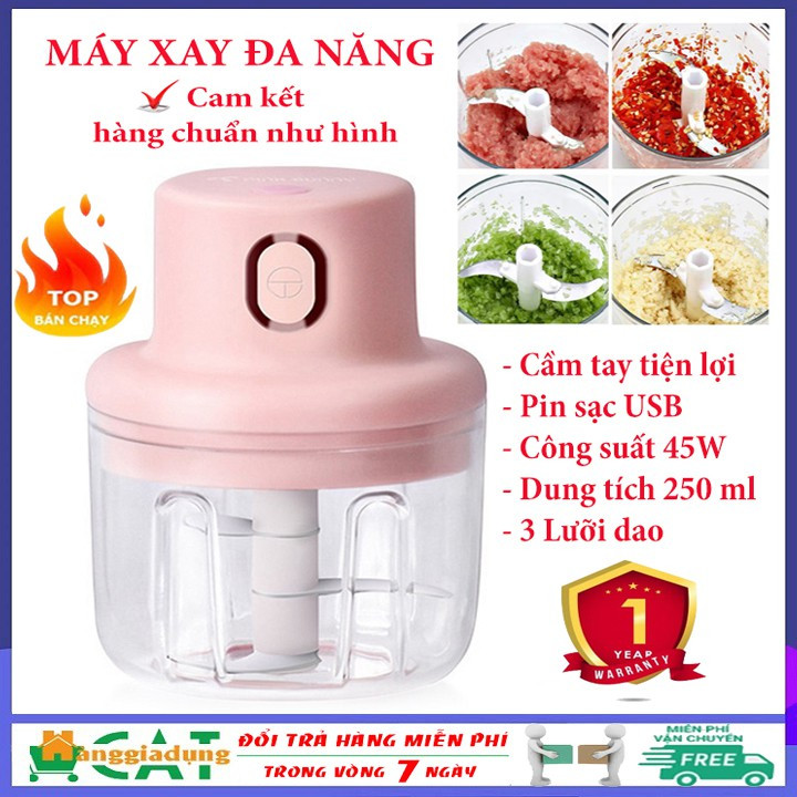 [GIÁ SỈ-HỎA TỐC 2H] Máy xay tỏi ớt pin sạc xay mọi thứ - Máy Xay Mini Sạc Điện Có Cổng Sạc Usb dụng cụ say thức ăn dặm cho bé