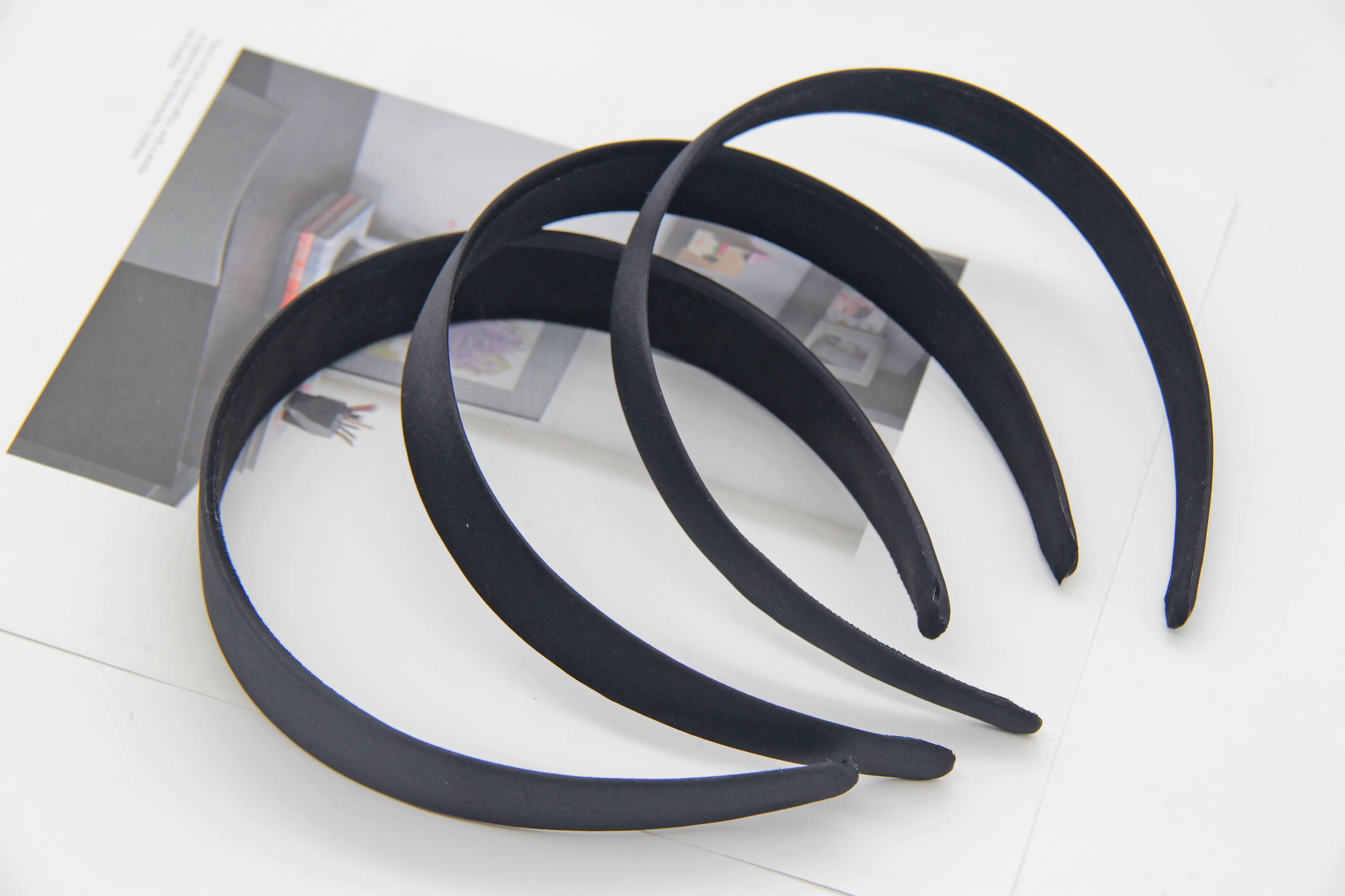 Bờm tóc / Cài tóc bọc lụa màu đen 3 cỡ: 2cm-2.5cm-3cm