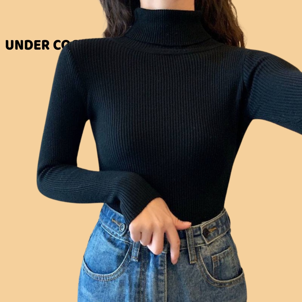 Áo Len tăm Cổ Lọ Nữ UNDERCOOL Len Gân Tăm Co Giãn Nhiều Màu sắc trẻ trung ADT02