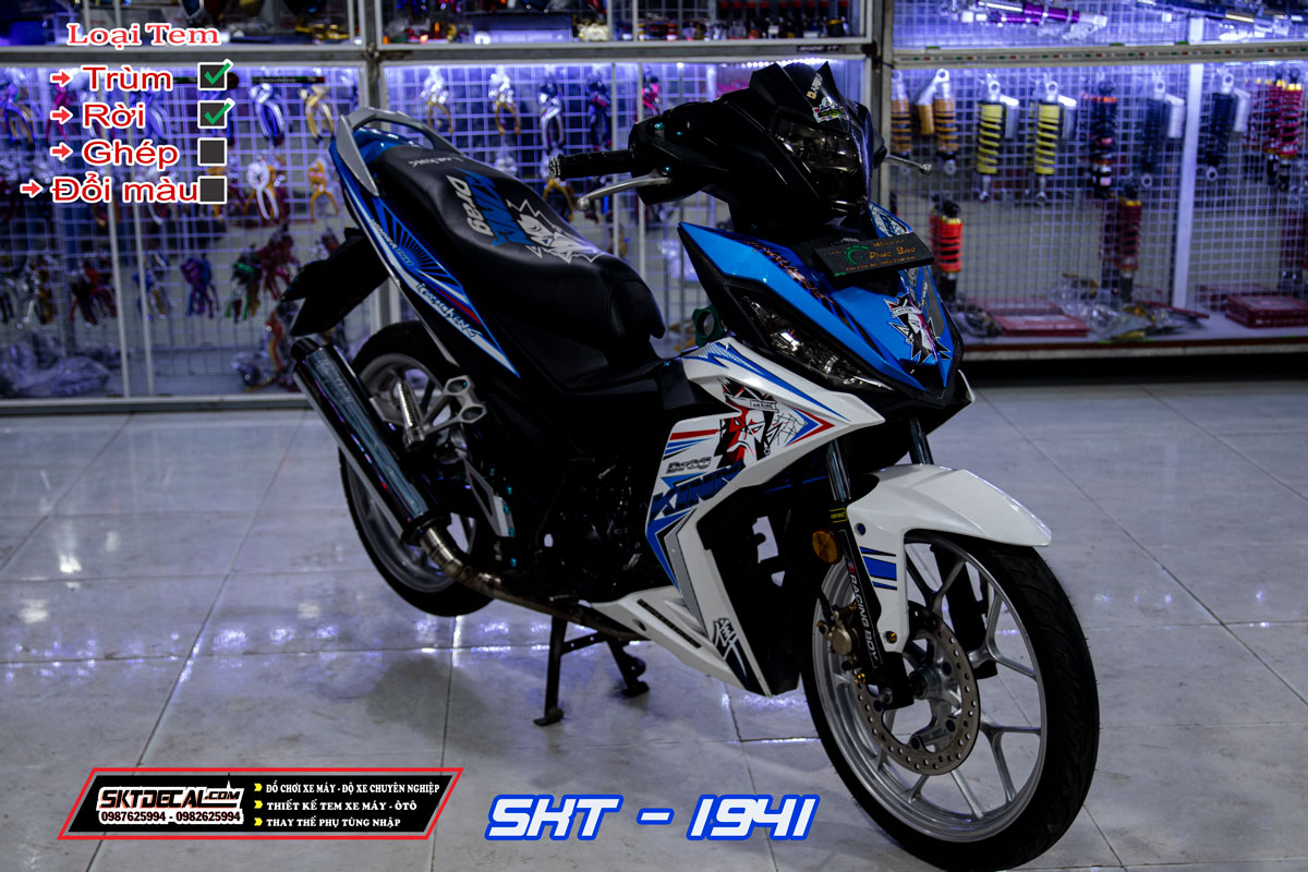 tem rời winner 150 xanh trắng king drag