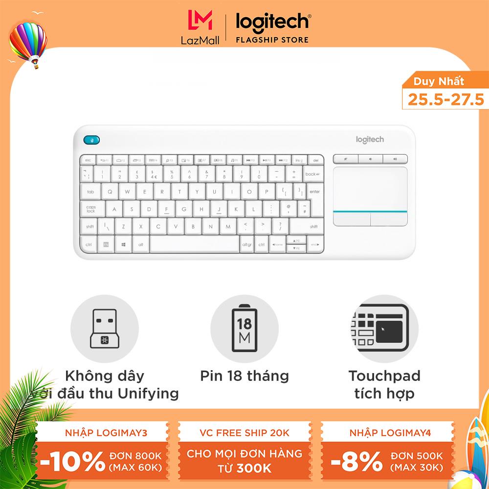 [Nhập LOGIMAY4 giảm 08% đơn từ 500K] Bàn phím không dây Logitech K400 Plus - có touchpad để kết nối PC đến TV, nút Media tùy chỉnh, phù hợp Laptop/ TV