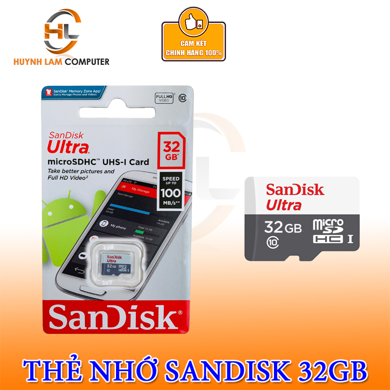 Thẻ nhớ 32GB Sandisk MicroSDXC Ultra 100MB/s Chính hãng FPT Phân Phối