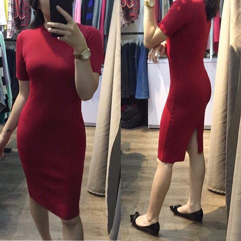 váy thun body xẻ sau- VAY16