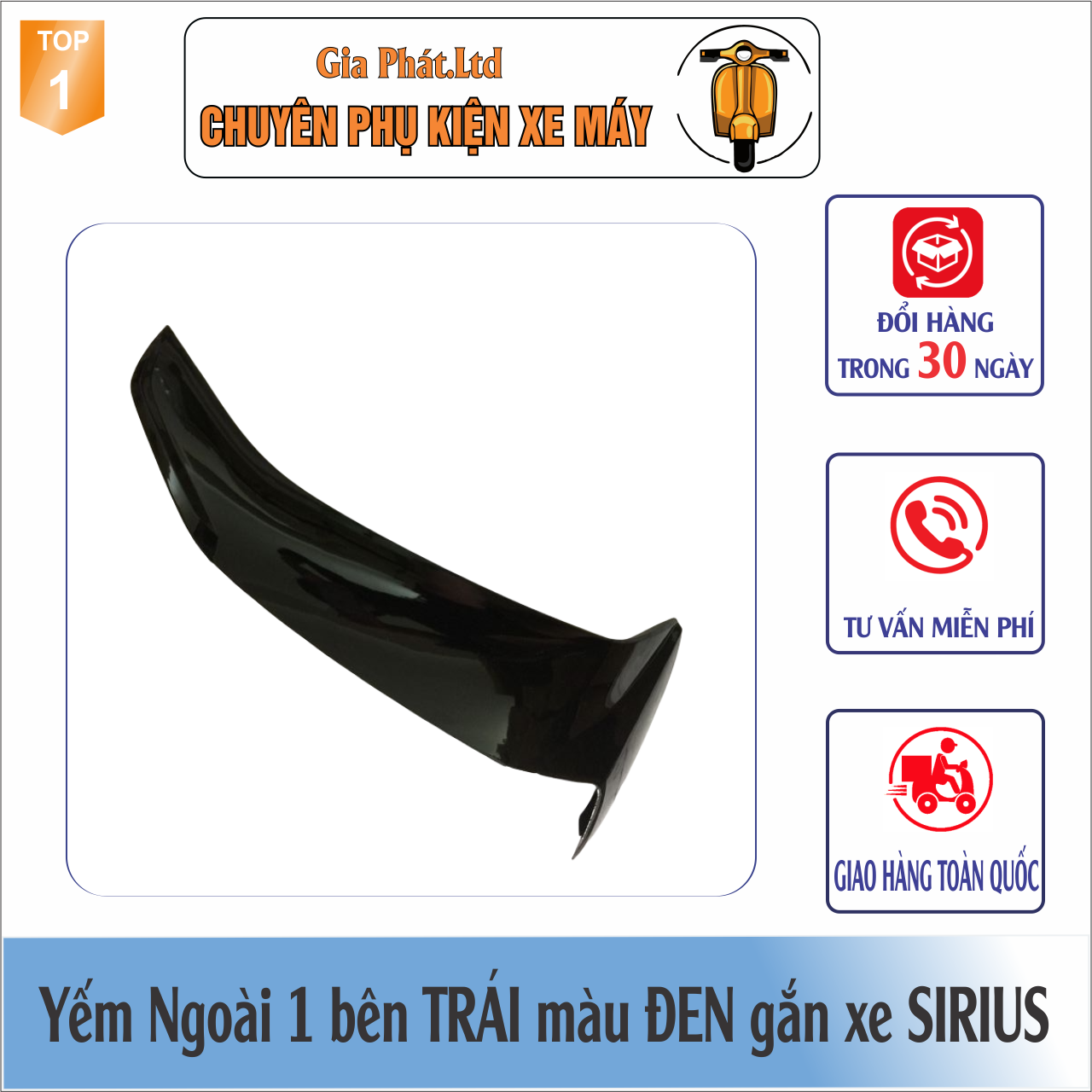 Yếm ngoài màu đen gắn xe sirius đời 2005-2018 nhựa abs siêu bền