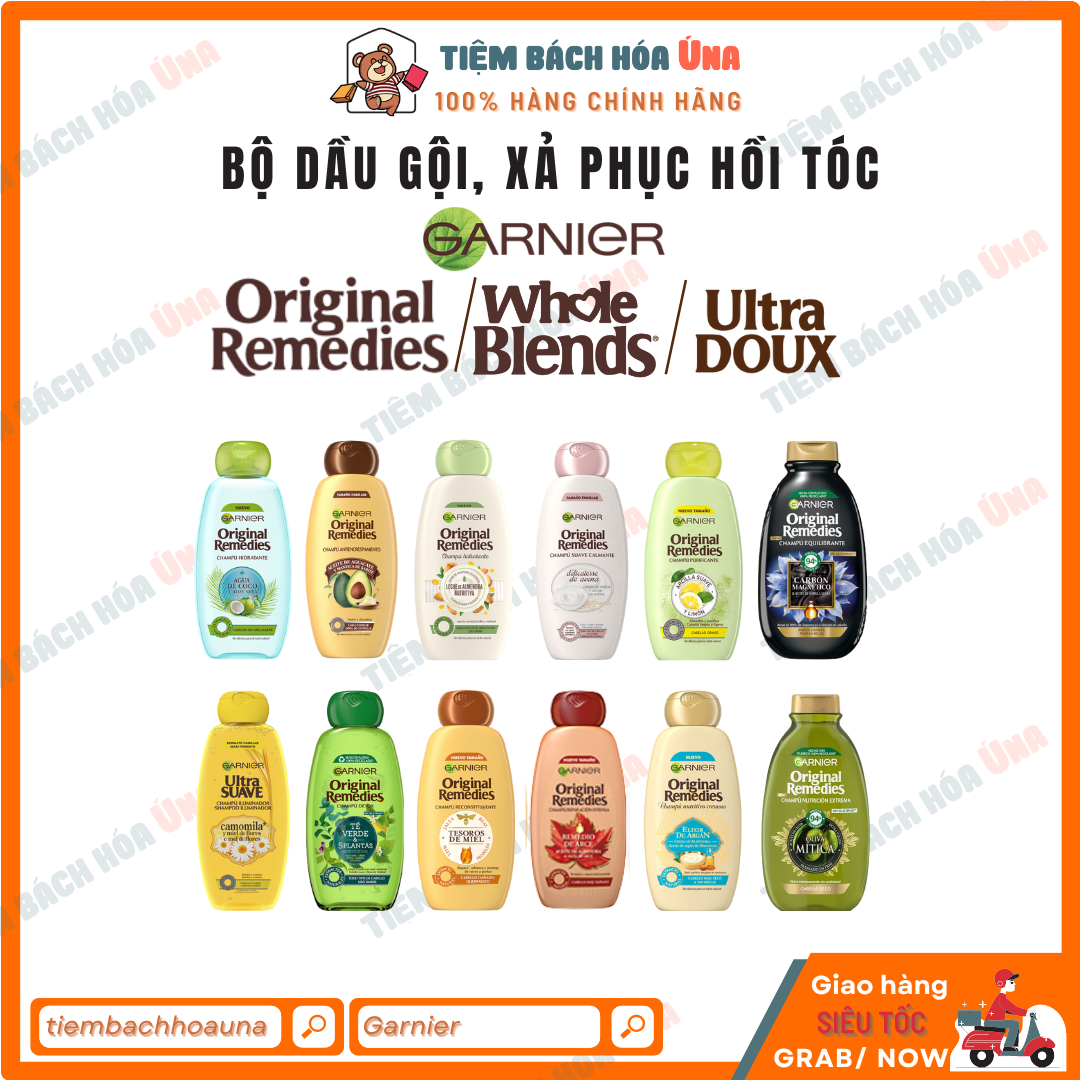 Gội xả garnier original remedies nhiều loại 300ml, 600ml