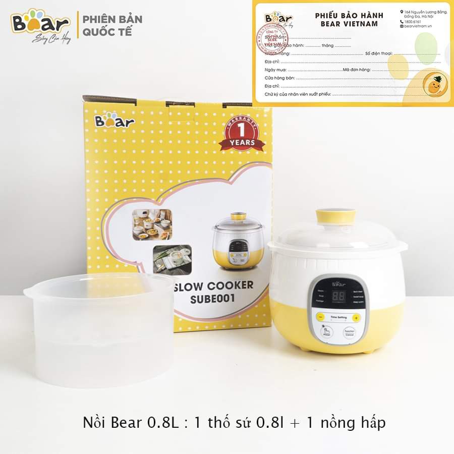 Bộ nồi nấu cháo chậm bear 0,8l