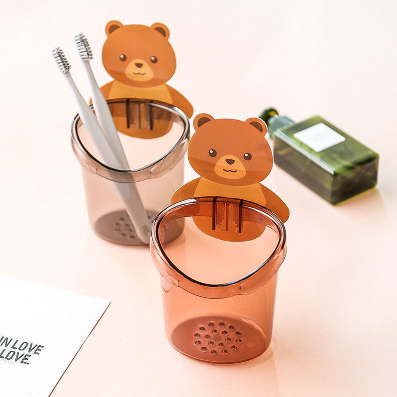 Cốc đựng bàn chải dán tường nhà tắm hình gấu
