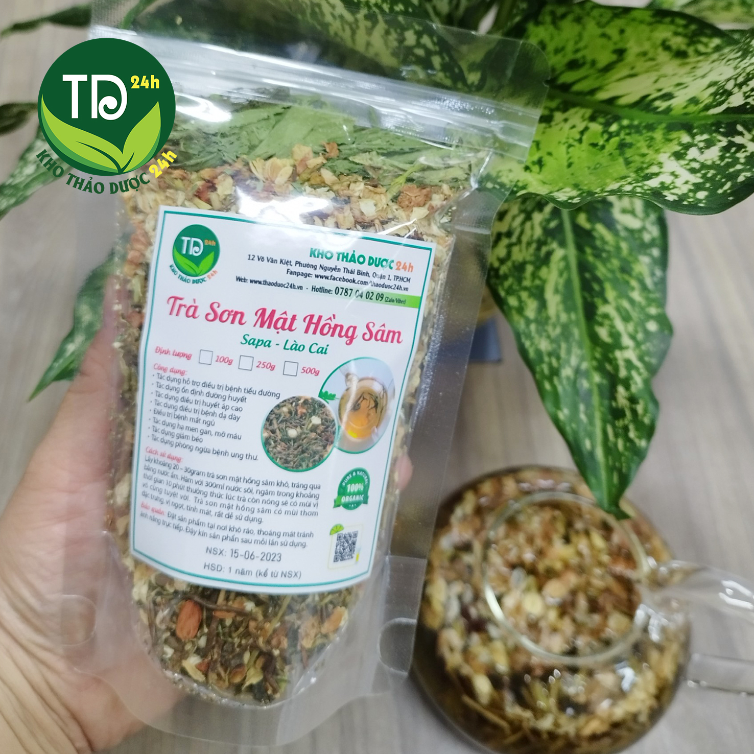 [1 kg] Trà sơn mật hồng sâm, kết hợp 4 loại thảo mộc quý hiếm, an thần, ngủ ngon, thanh nhiệt cơ thể, đẹp dáng, sáng da, ổn định đường huyết, 100% thiên nhiên | Kho thảo dược 24h