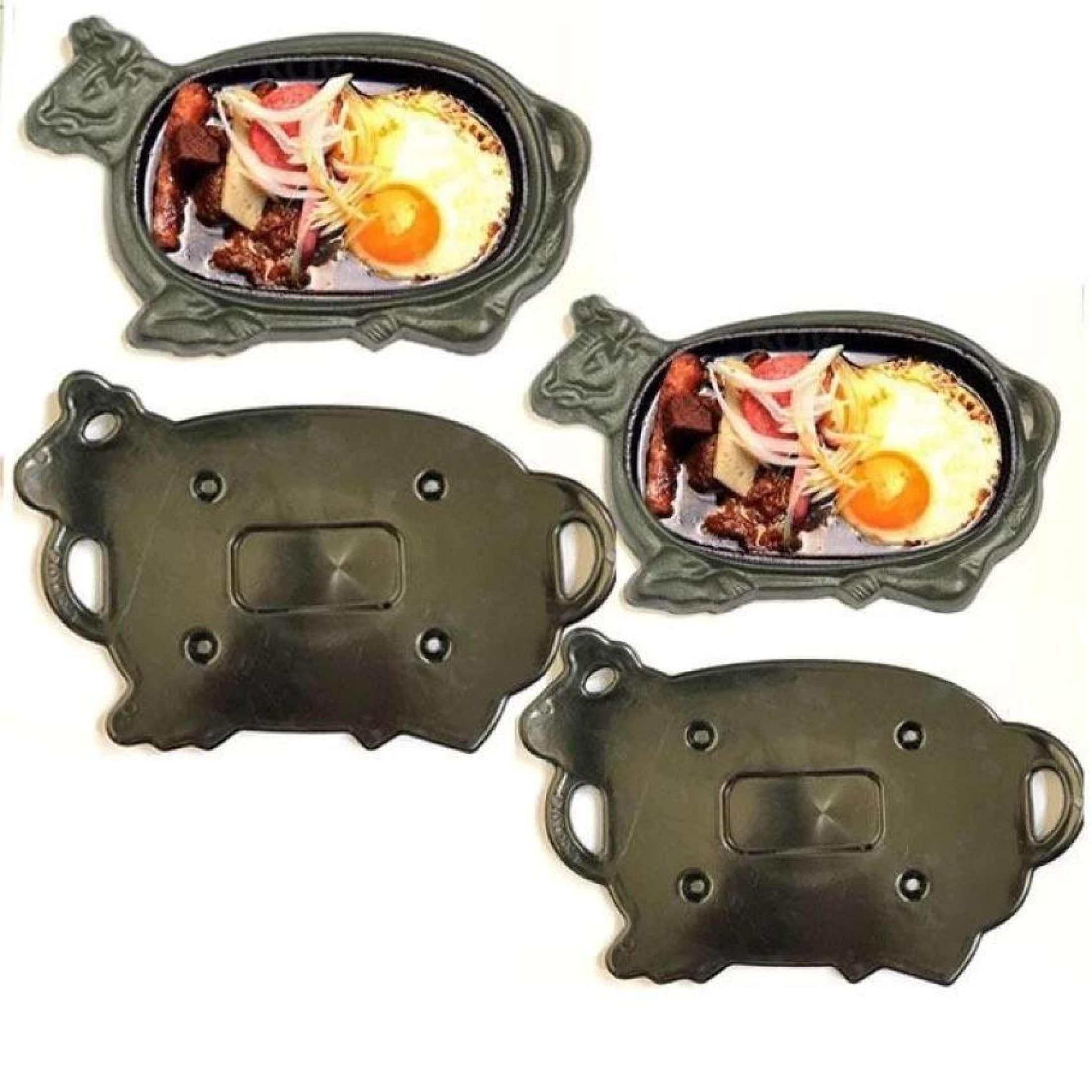 Bộ 2 chảo gang chống dính  dùng cho tất cả các loại bếp,bếp ga,bếp từ,bếp than có đế nhựa làm bò bít tết Dragon