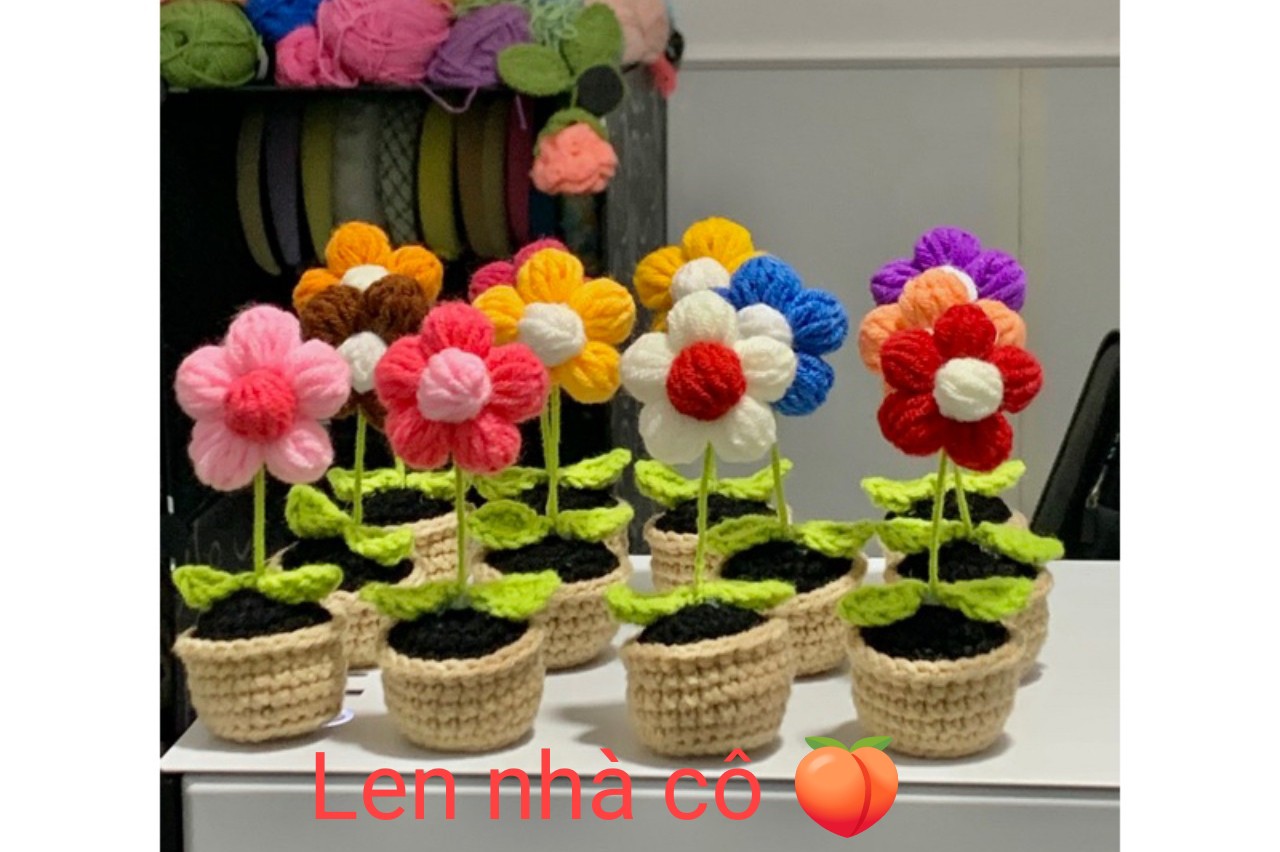 Chậu hoa len handmade decor xinh xinh🌸