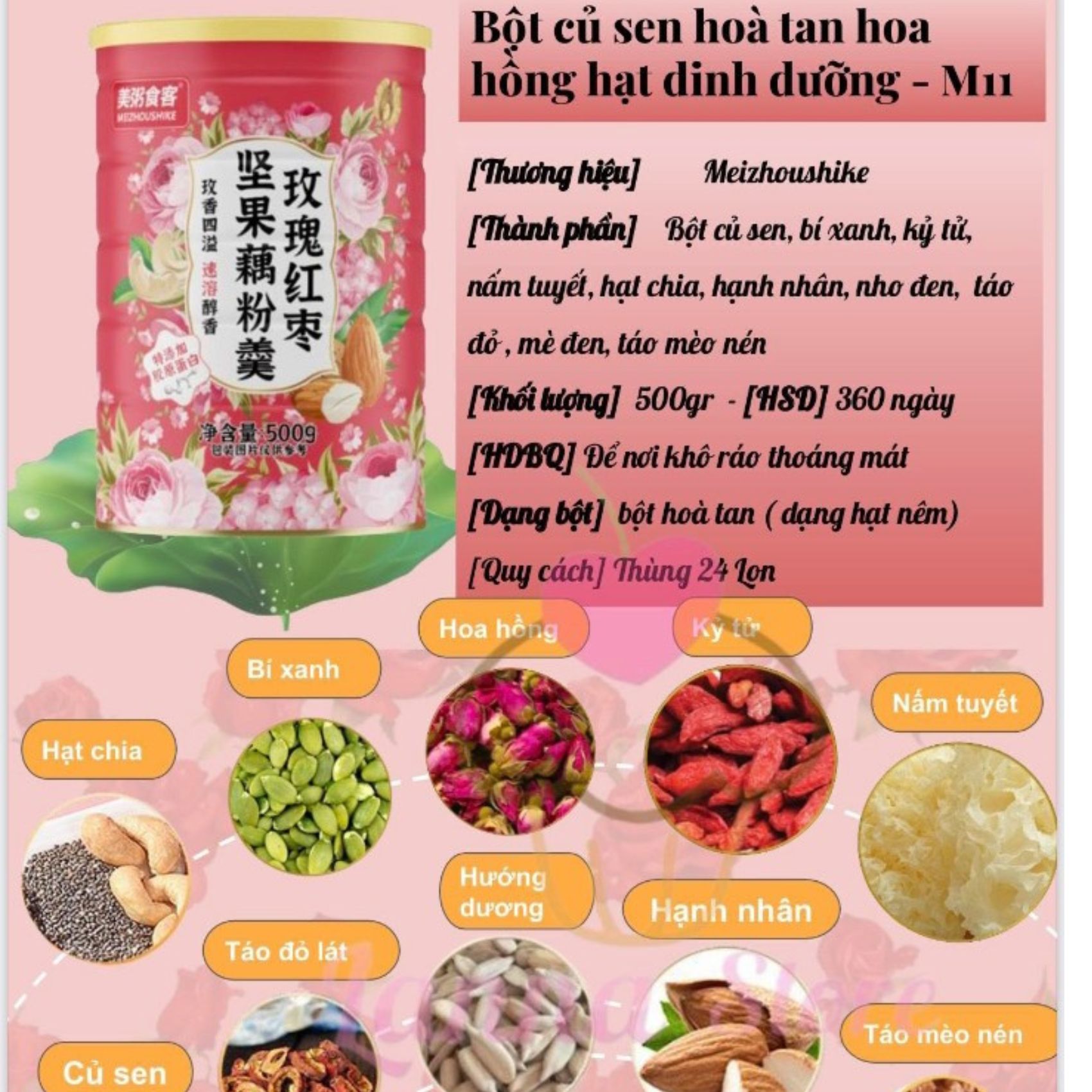 1 HỘP 500gr  Bột củ sen dưỡng nhan