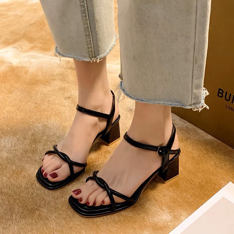 Sandal Cao Gót 7P quai chéo Giày Cao Gót Đế Vuông Basic  G99
