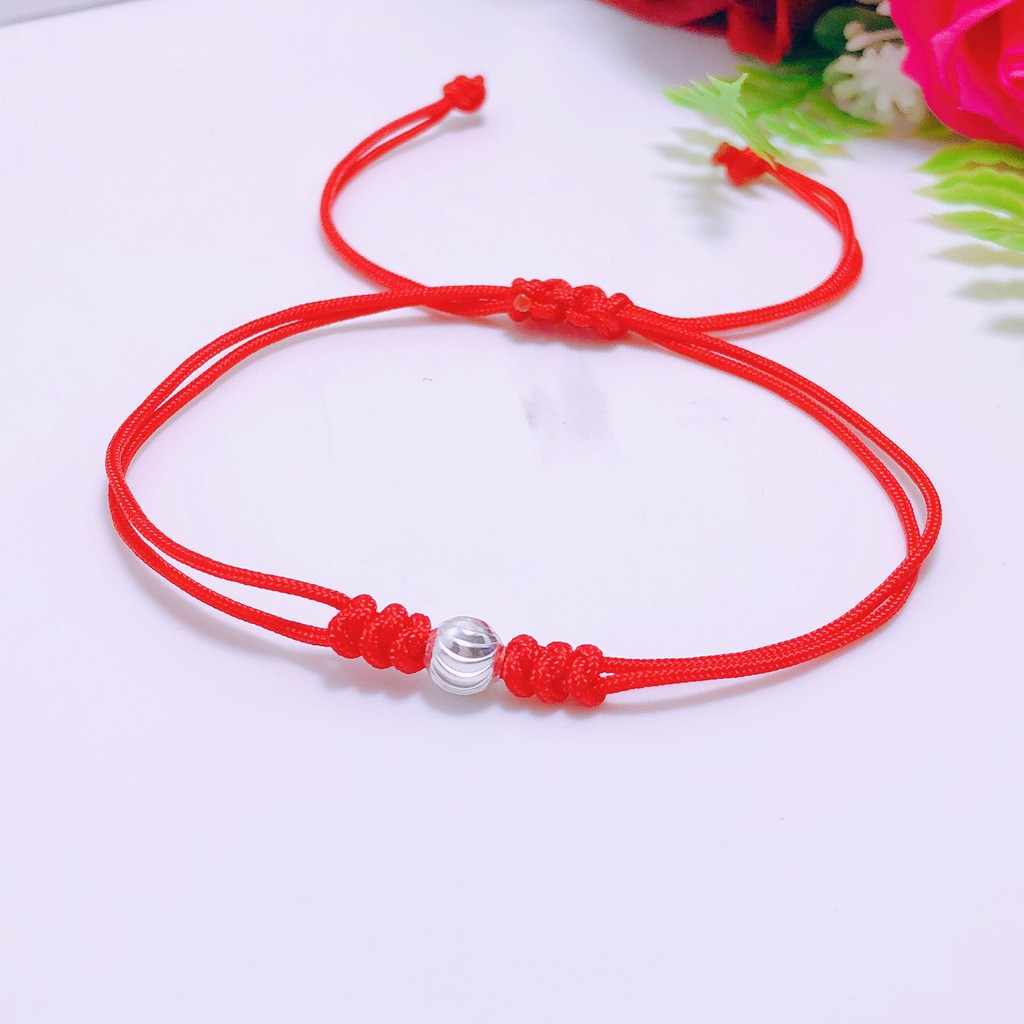 Dây tết chỉ đỏ may mắn bi bạc 6ly - Bibi silver - BBS / Shop bạc BiBi cam kết bạc chuẩn kèm bảo hành
