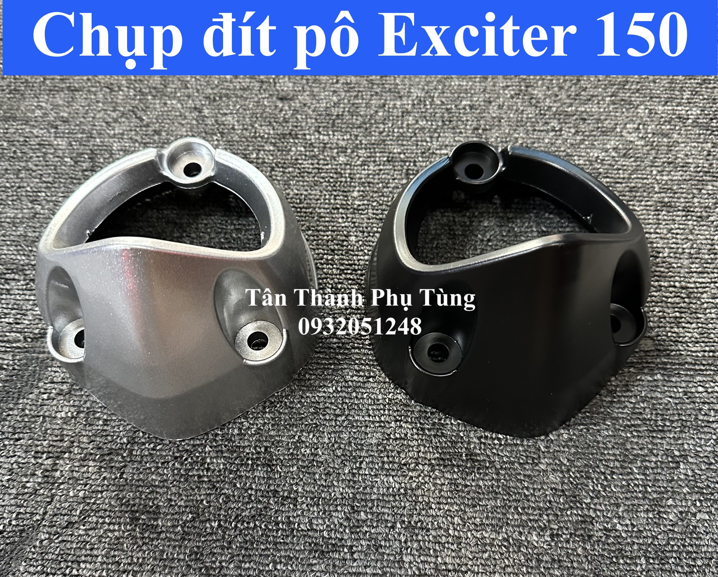 Chụp đít pô Exciter 150 màu Bạc, đen