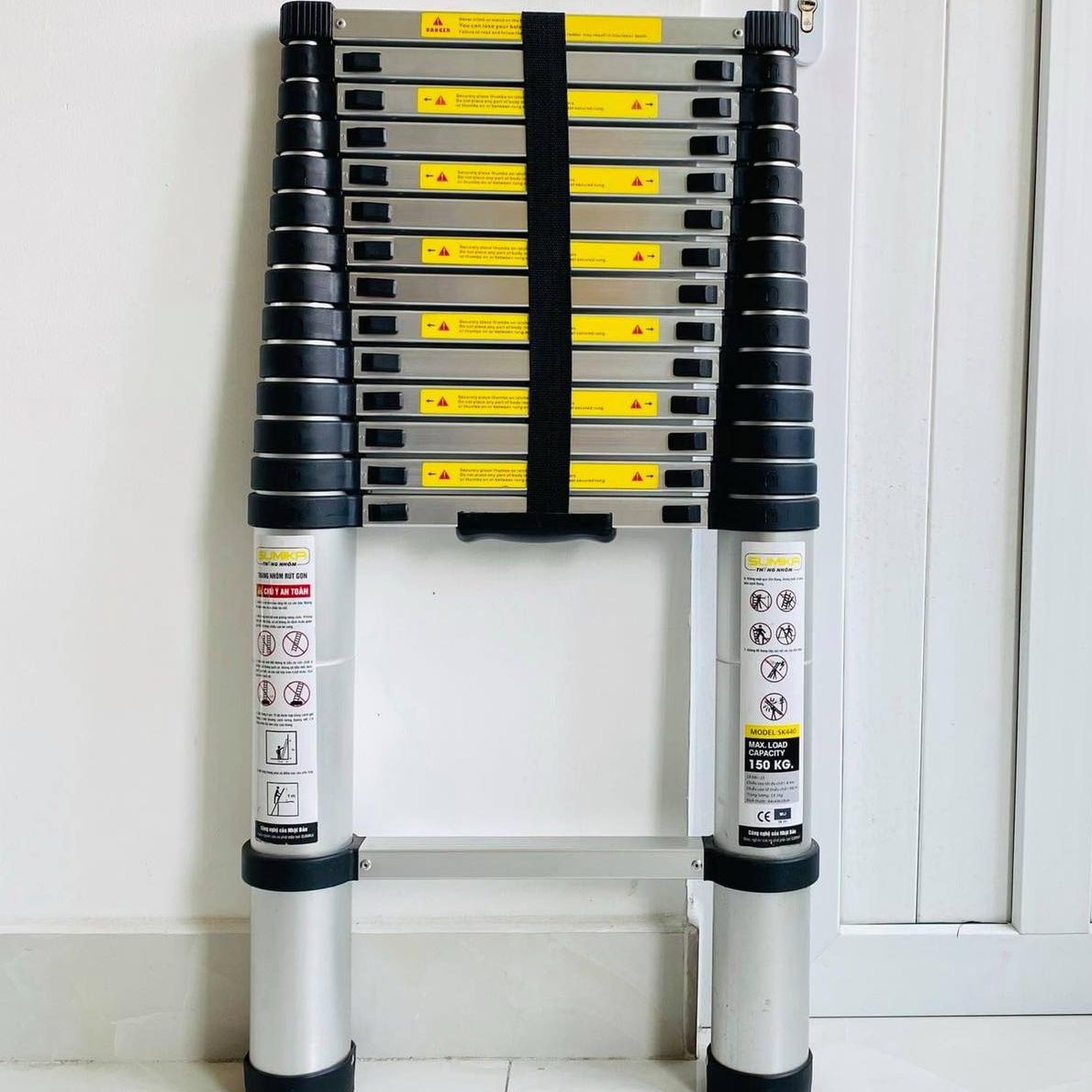 Thang nhôm rút đơn Sumika - Chiều cao tối đa 6,0m, tải trọng 300kg, Bảo hành 2 năm - SK320, SK380, SK440,SK510, SK560.BH TOÀN QUỐC 2 NĂM MEGA BIG 5.0