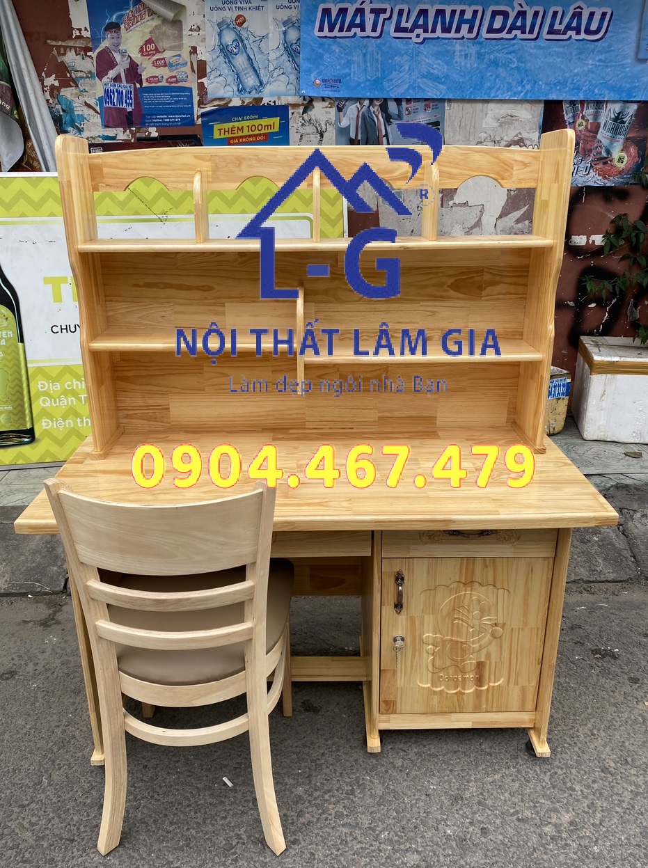 [FREESHIP HỎA TỐC HCM] BÀN HỌC SINH GỖ THÔNG VÀNG 1M