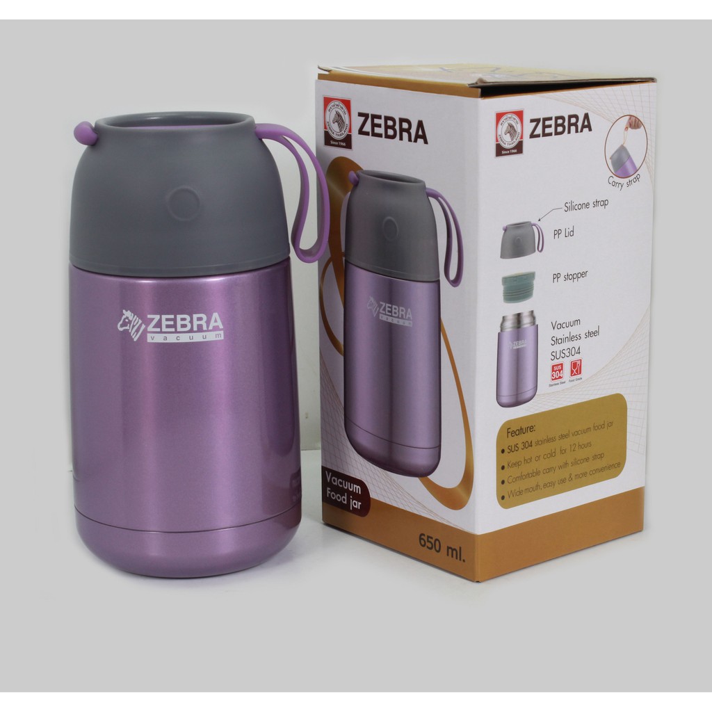 BÌnh Ủ Cháo  giữ nhiệt Zebra Thái Lan 650ml  inox cao cấp 304 -123006 đủ màu