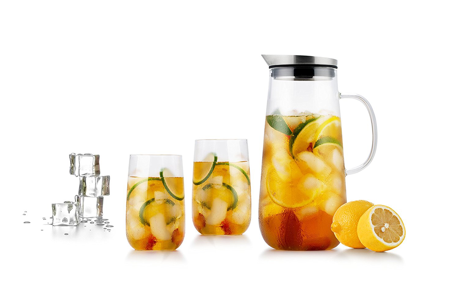 Bộ bình 4 ly thủy tinh nắp inox T67 1250mL