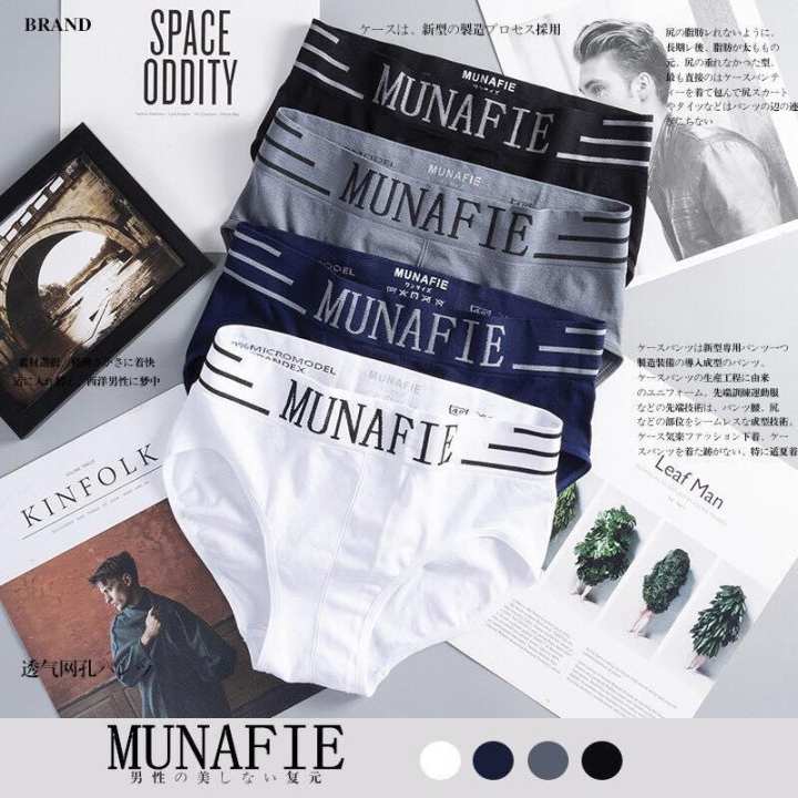 Bộ 6 quần lót nam Munafie hàng dệt kim cao cấp (Có túi zip) - Quần sịp tam giác - Bông store1111