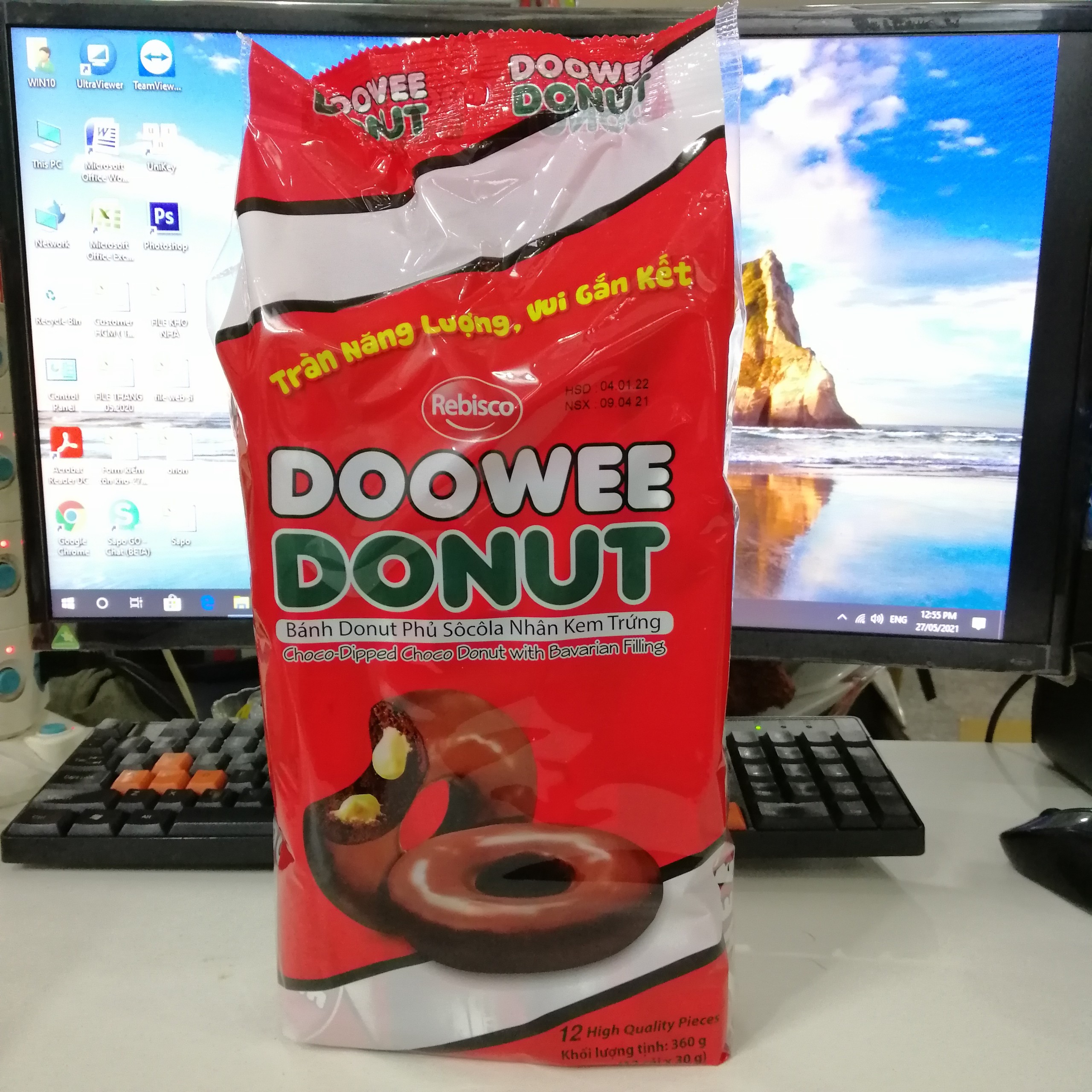 Bánh Doowee Donut Nhân Kem (Gói 12 cái)
