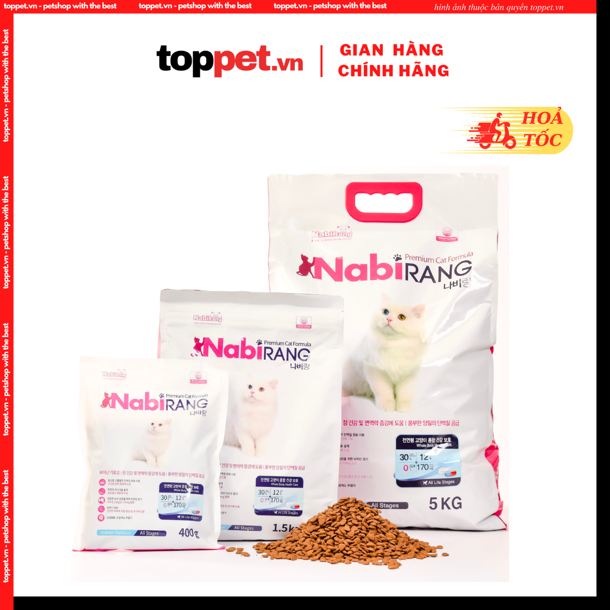Hạt cho mèo NABIRANG. Hạt dinh dưỡng cho mèo mọi lứa tuổi.