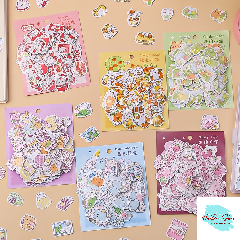 Set 200 chiếc sticker dễ thương nhiều màu, có tách lẻ