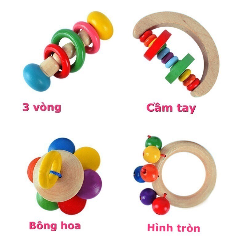 Đồ Chơi Gỗ Combo 4 Xúc Xắc Bằng Gỗ