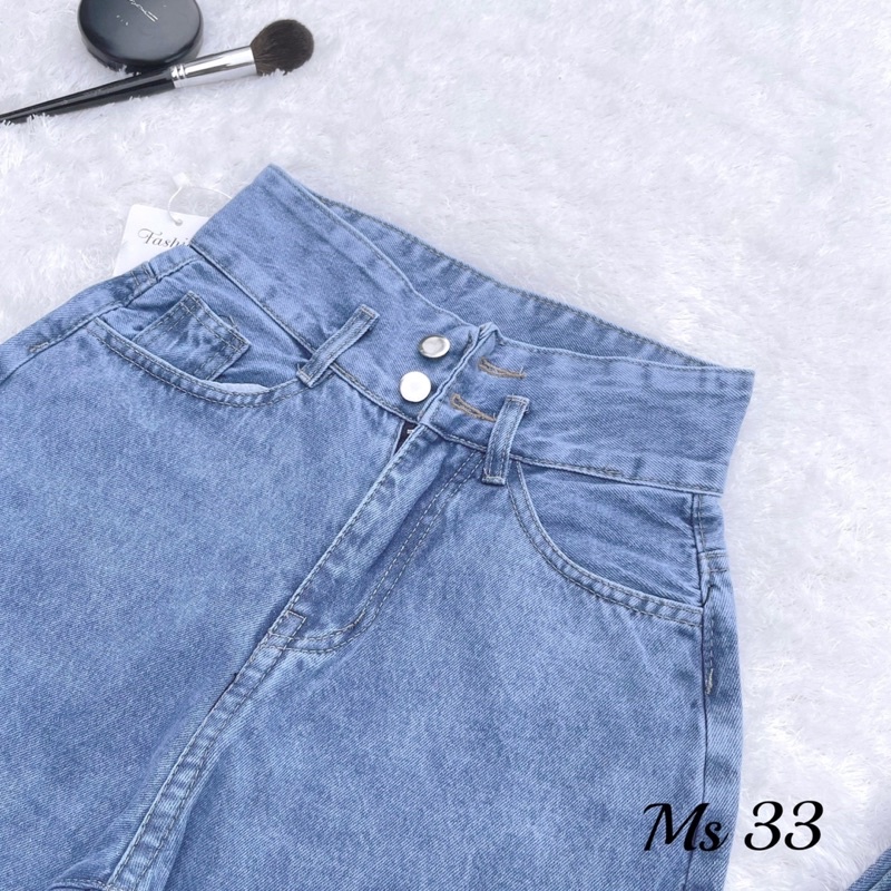Quần Jean Ống Rộng Nữ Cạp Siêu Cao 2 Nút (Ms33)
