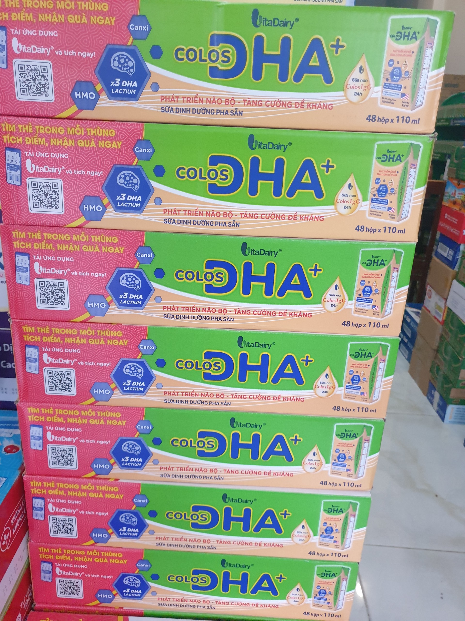 Thùng 48 Hộp Sữa Bột Pha Sẵn Vitadairy Colos DHA+ 110ml.