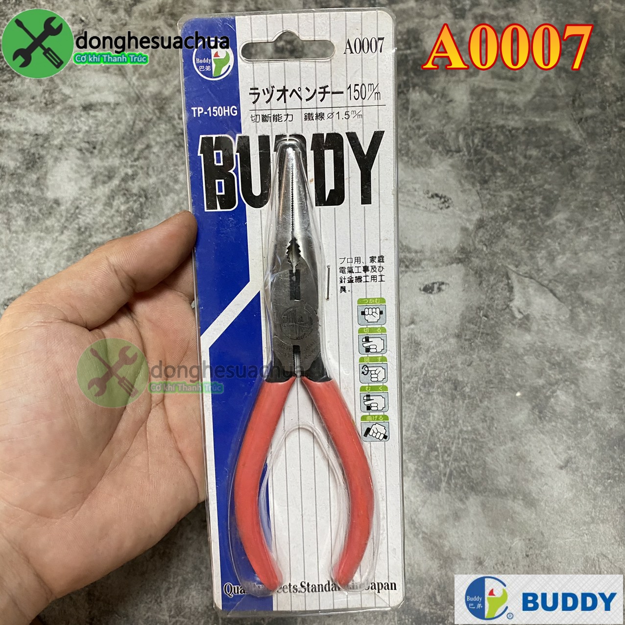 [HCM]Kềm mỏ nhọn Buddy A0007 150mm Đài Loan
