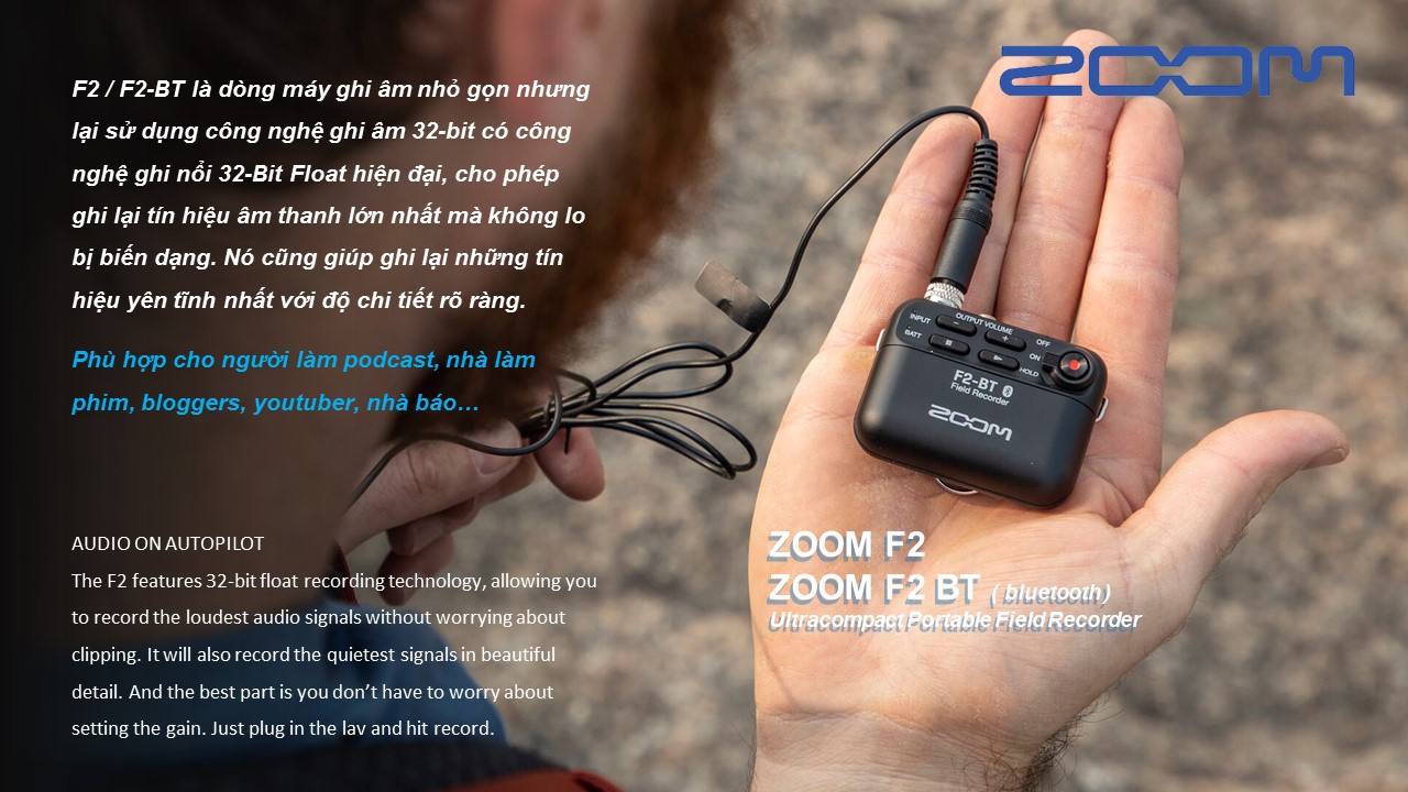 Máy ghi âm ZOOM recorder F2 F2-BT