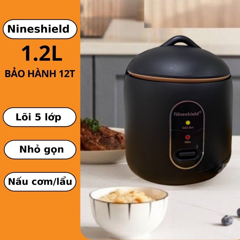 Nồi cơm điện mini Nineshield dung tích 1,2 lít chính hãng siêu tiện dụng