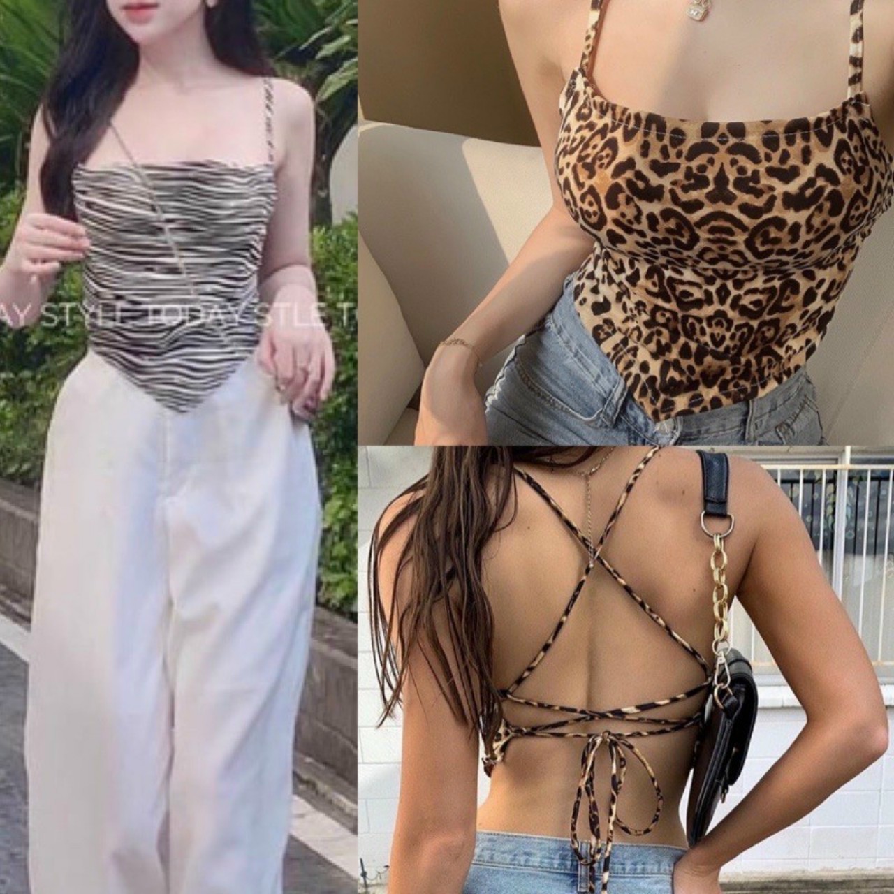 [HCM]ÁO yếm nhọn đan dây lưng  có mút ngực,chât kate lụa