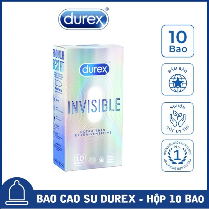 💝FREESHIP💝 Bao cao su Durex Invisible Extra Thin cực siêu mỏng 10s [Che tên sản phẩm] nhập khẩu