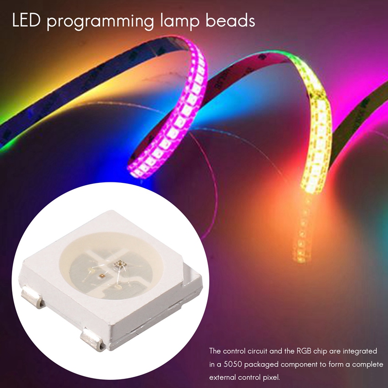 100PCS WS2812B RGB LED Chip 5050SMD White PCB WS2812 Individually Addressable Chip Pixels DC5V