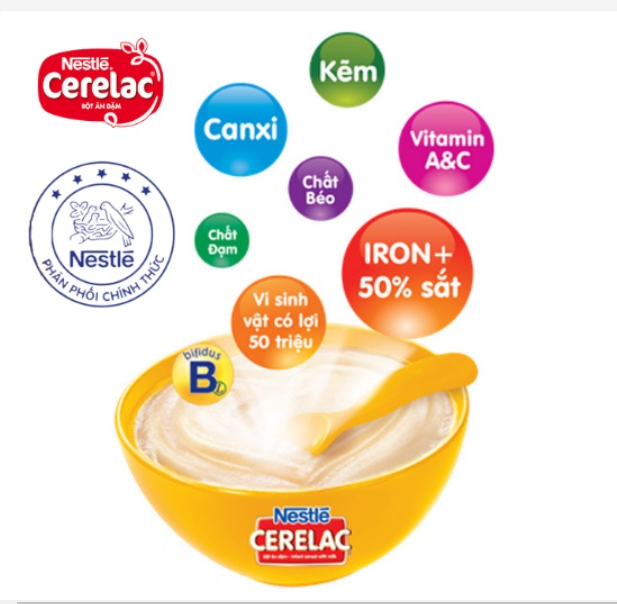 Bột ăn dặm Nestle Cerelac cho bé từ 6 tháng trở lên