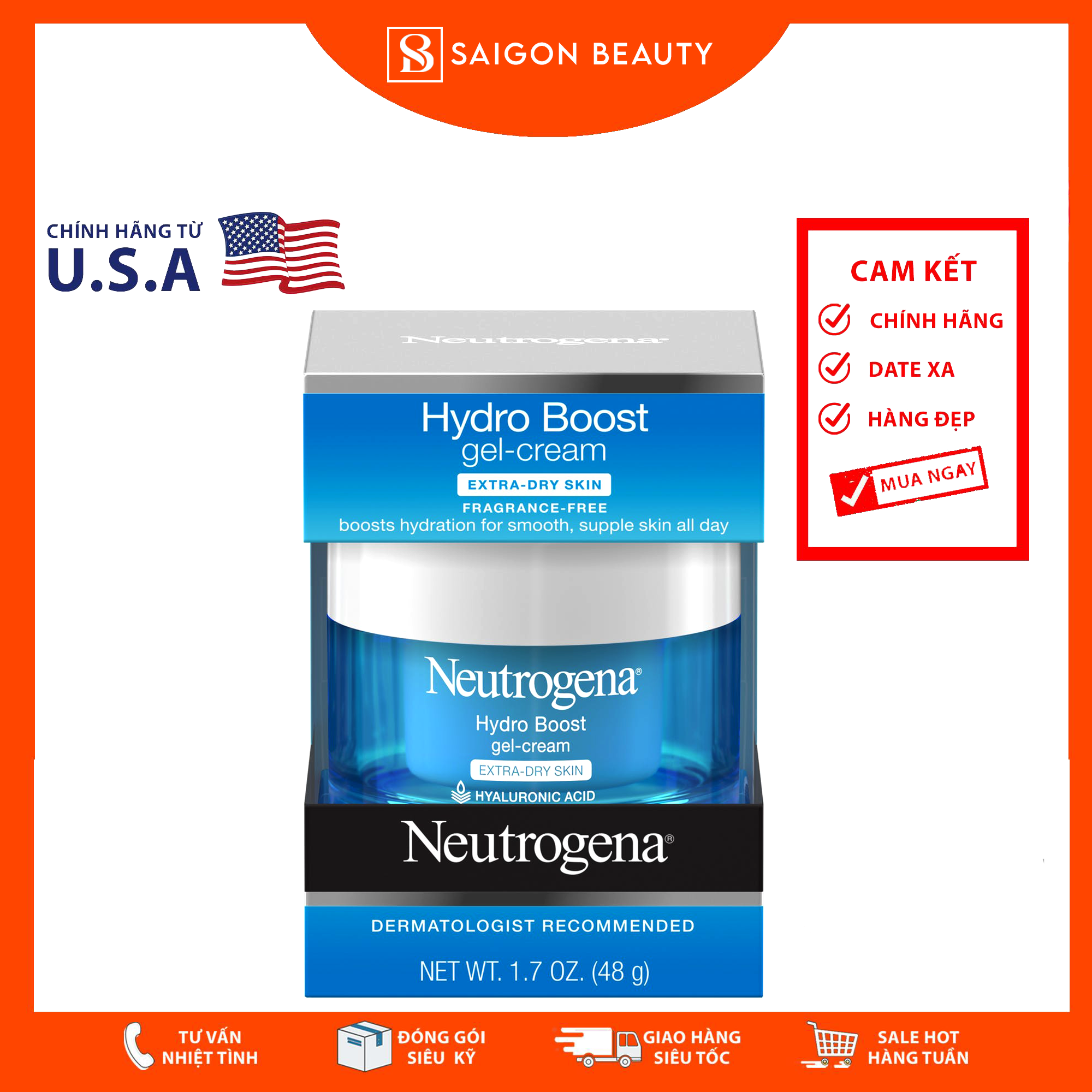 [HCM]Kem dưỡng ẩm Neutro-gena Hydro Boost Gel Cream Extra – Dry Skin (48g)