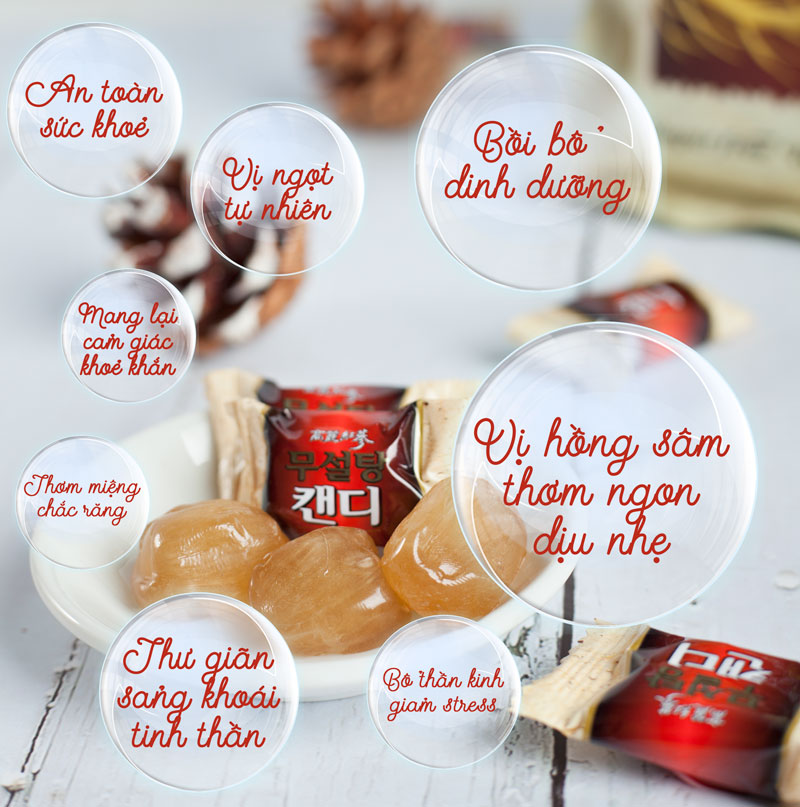 Kẹo hồng sâm không đường 500gram