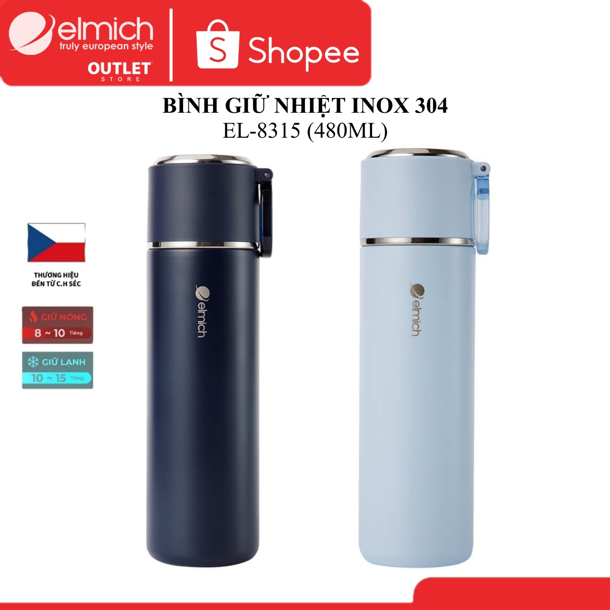 Bình giữ nhiệt inox 316 Elmich EL-8315 (Dung tích 480ml)