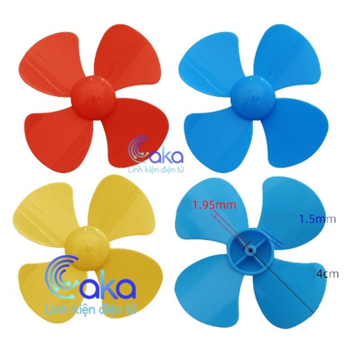 Cánh quạt nhựa mini 4 cánh 80mm trục 2mm làm đồ mô hình